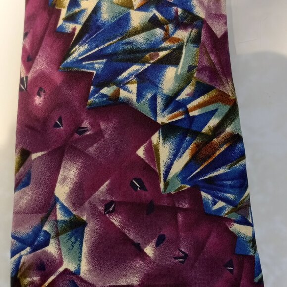 J. (Jerry) Garcia SIlk Necktie Crystalilne Purple and Blue Abstract Reps - Picture 4 of 11